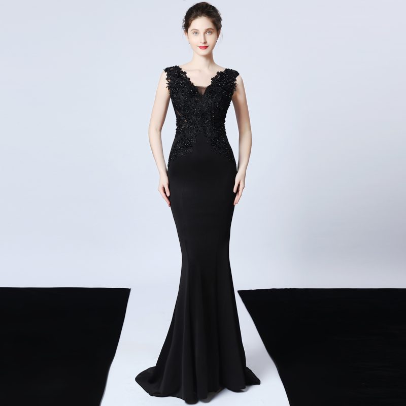 Handmade Applique Beaded Slim-Fit Fishtail Formal Gown - Wedding Look