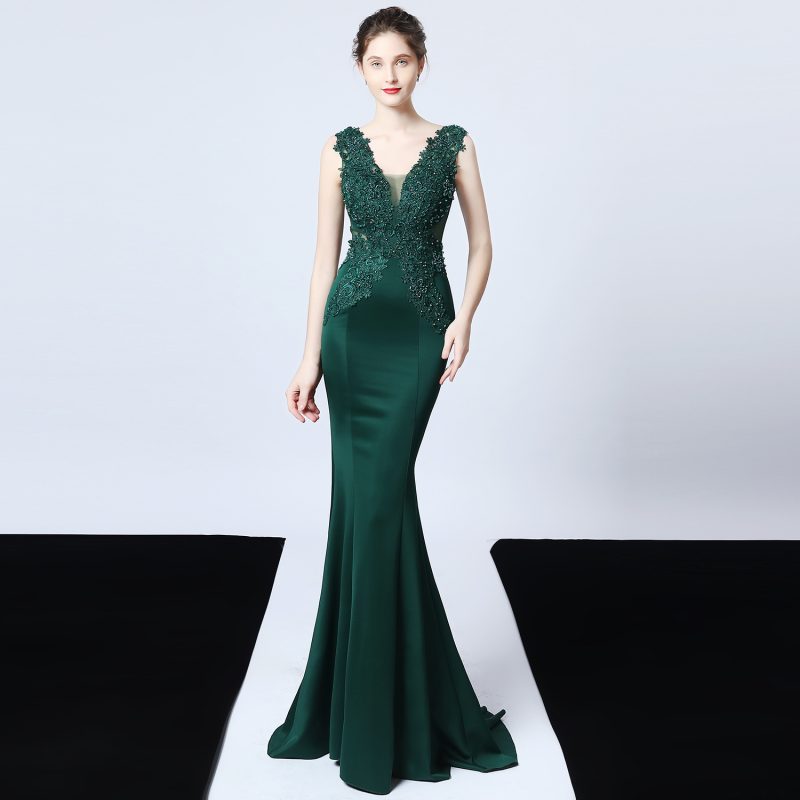 Handmade Applique Beaded Slim-Fit Fishtail Formal Gown - Wedding Look