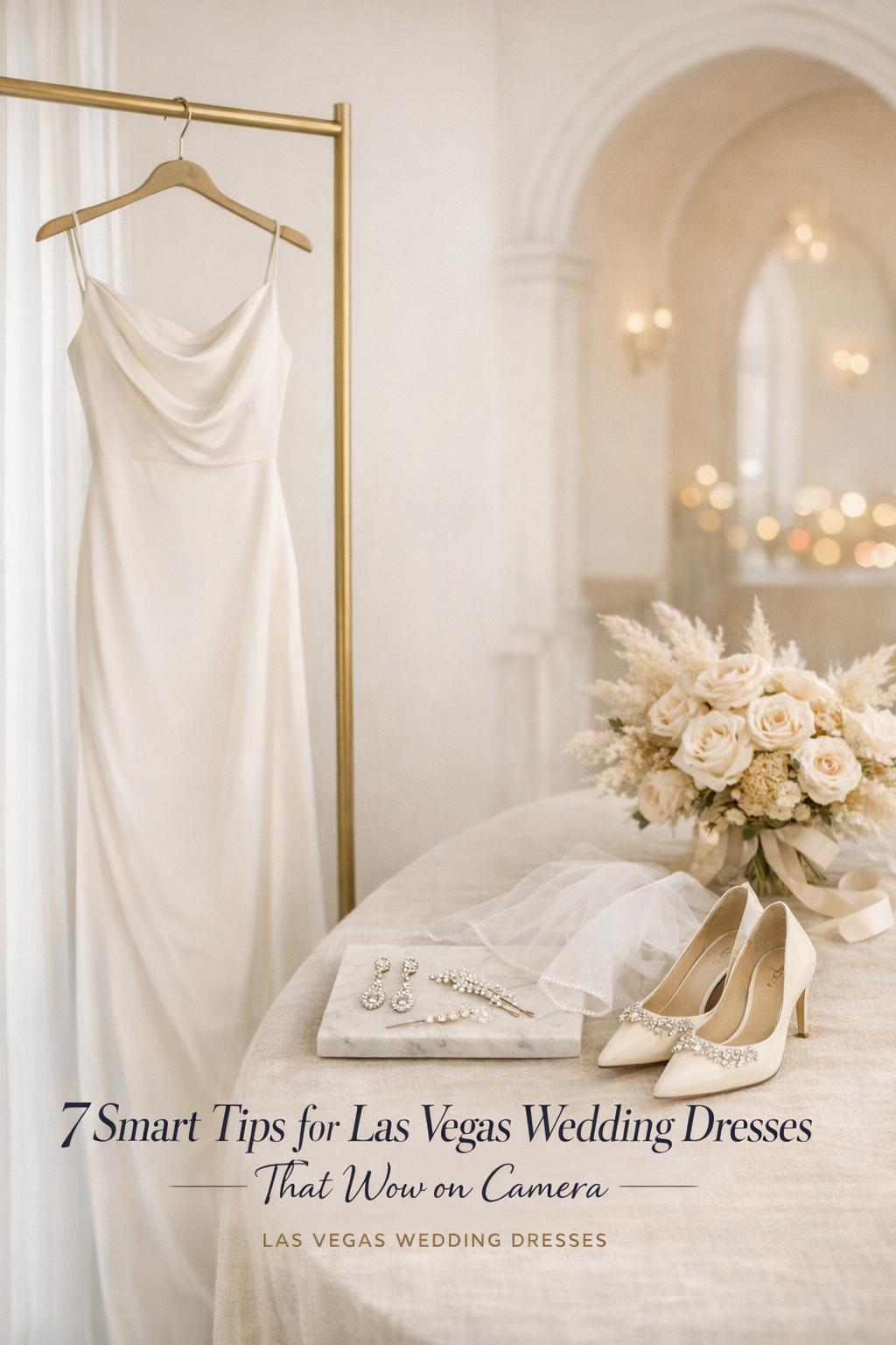 Elegant bridal styling vignette with ivory gown and accessories, perfect inspiration for las vegas wedding dresses