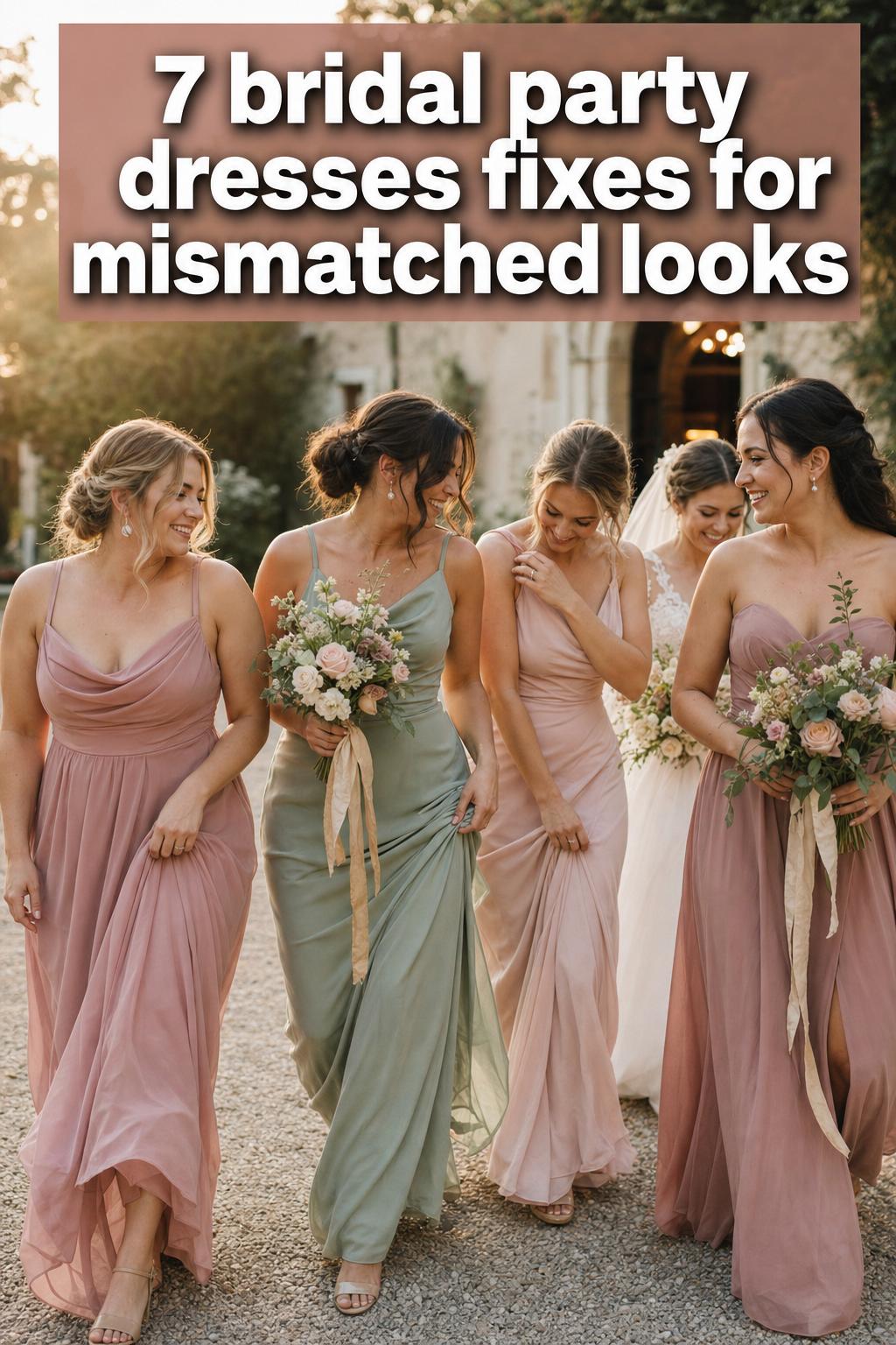 Bridal party dresses in soft pastel tones arranged for a wedding celebration
