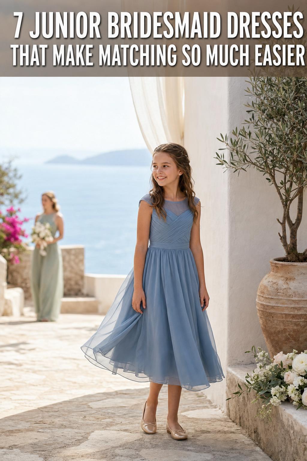 Junior bridesmaid dresses in soft pastel colors, formal knee-length styles for a classic wedding party look