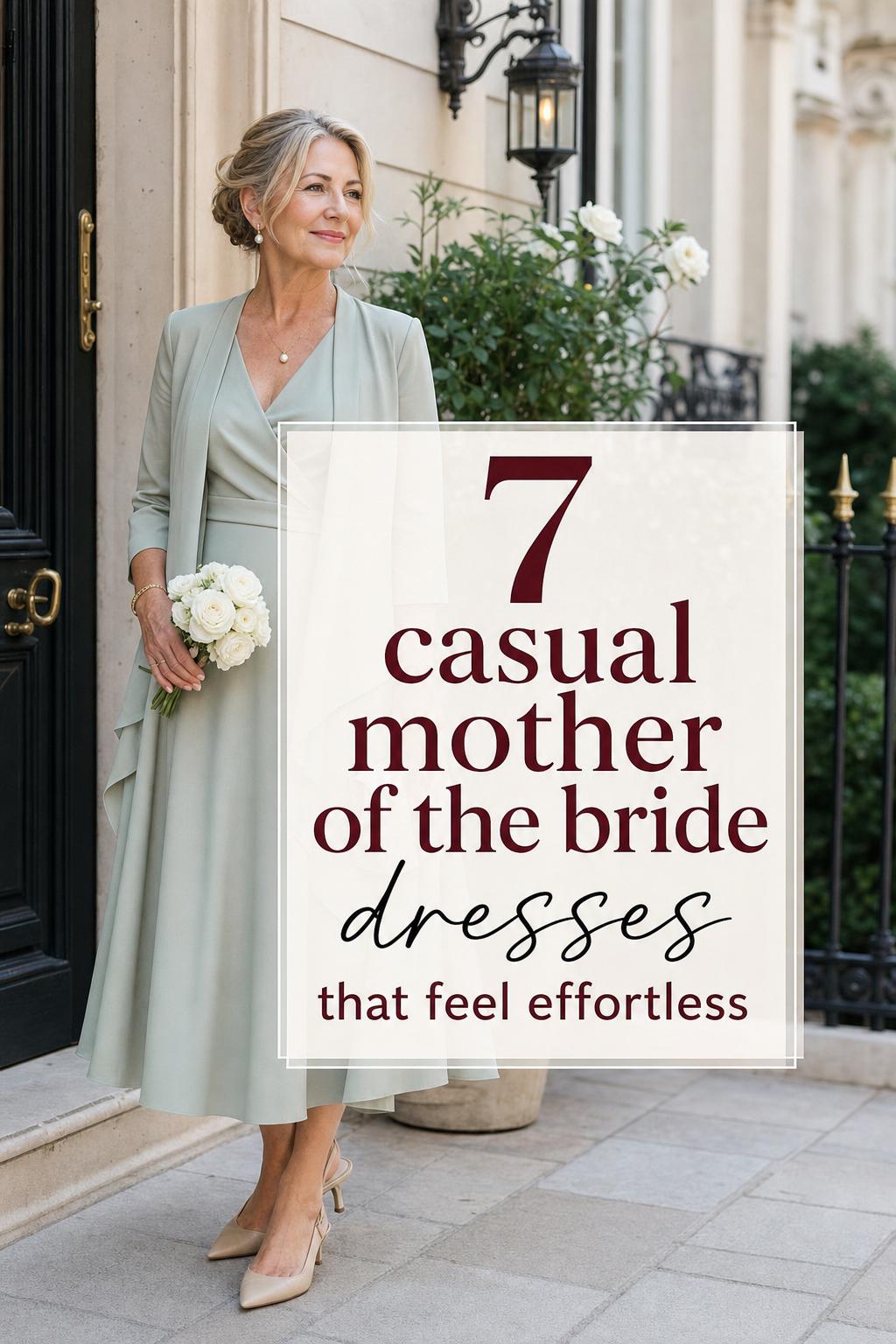 Woman in sage wrap dress at Paris city wedding, showcasing casual mother of the bride dresses with chic accessories