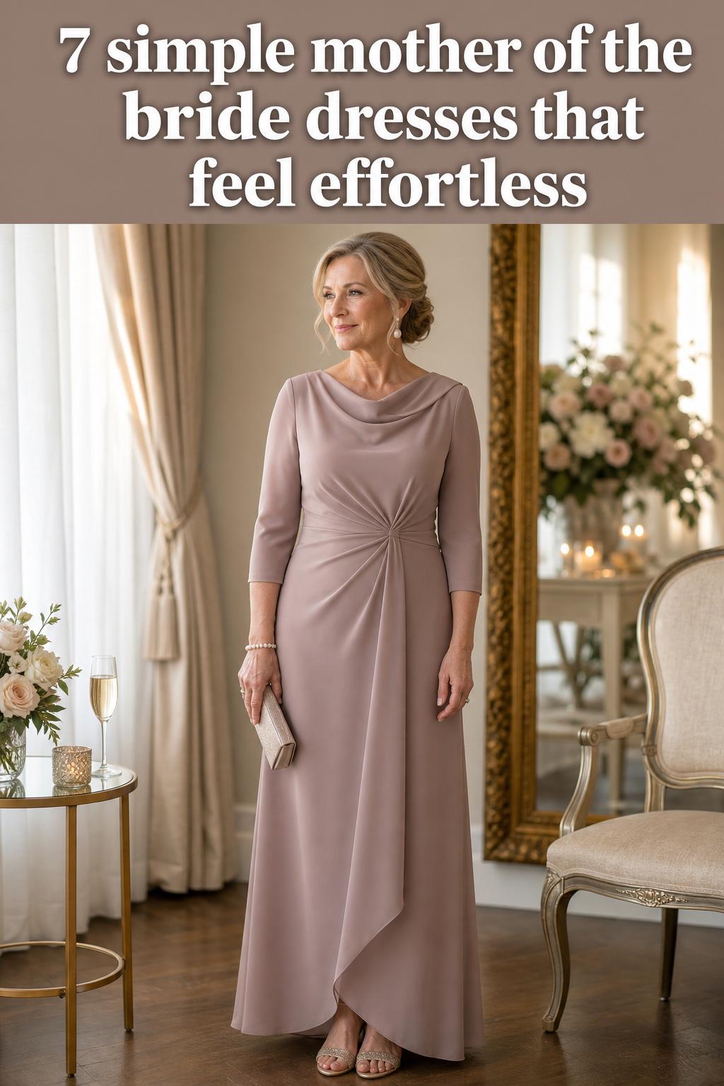 Simple mother of the bride dresses in soft neutral tones, elegant and flattering for a wedding celebration
