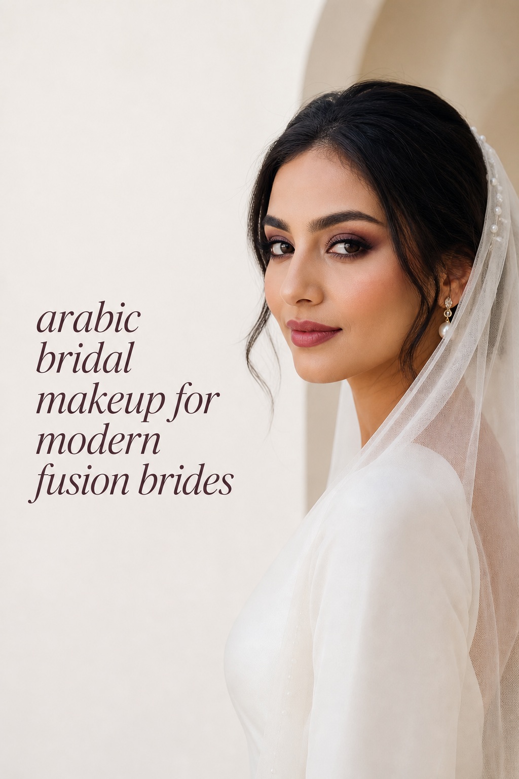 arabic bridal makeup for a modern fusion bride with soft plum eyes