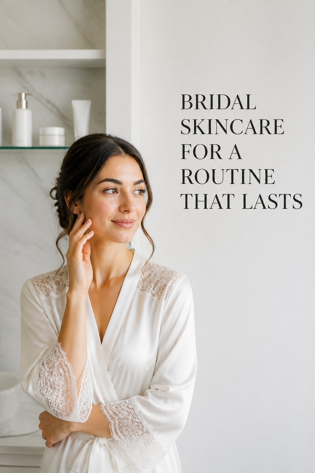 Bride organizing a consistent bridal skincare routine before makeup