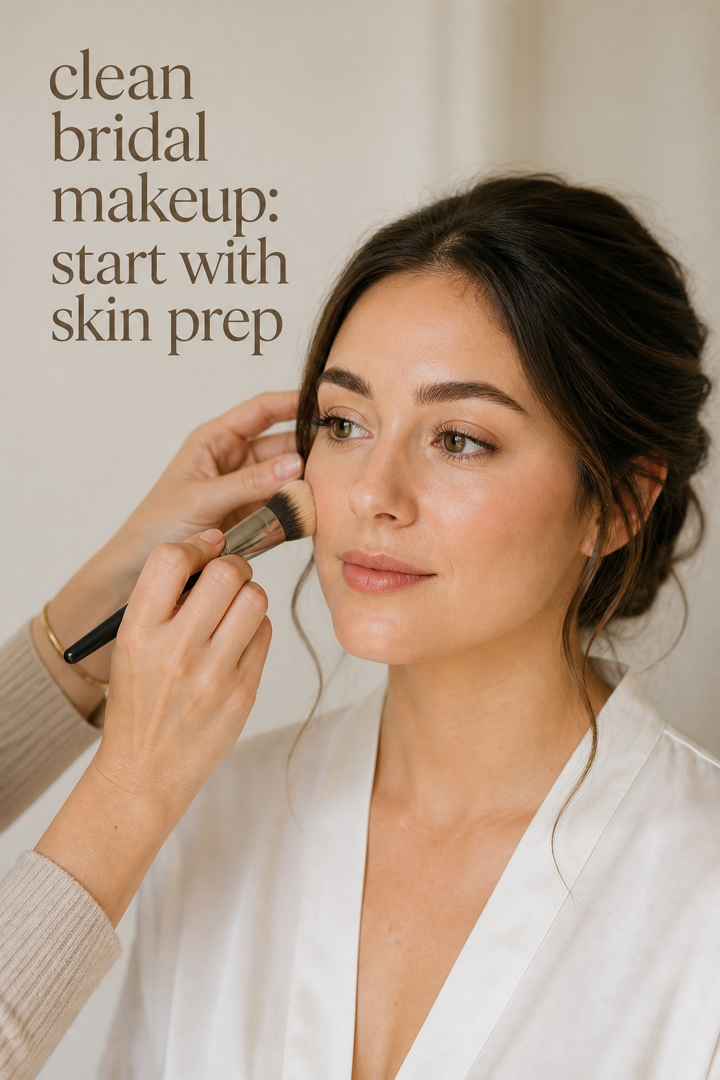 clean bridal makeup skin prep with a fresh natural complexion during a wedding trial