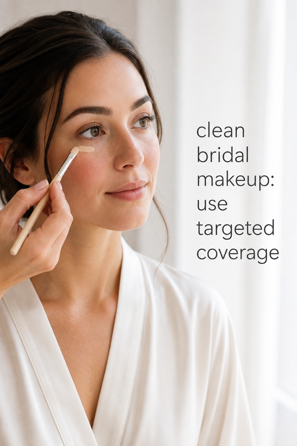 clean bridal makeup targeted coverage under the eye for a natural wedding complexion