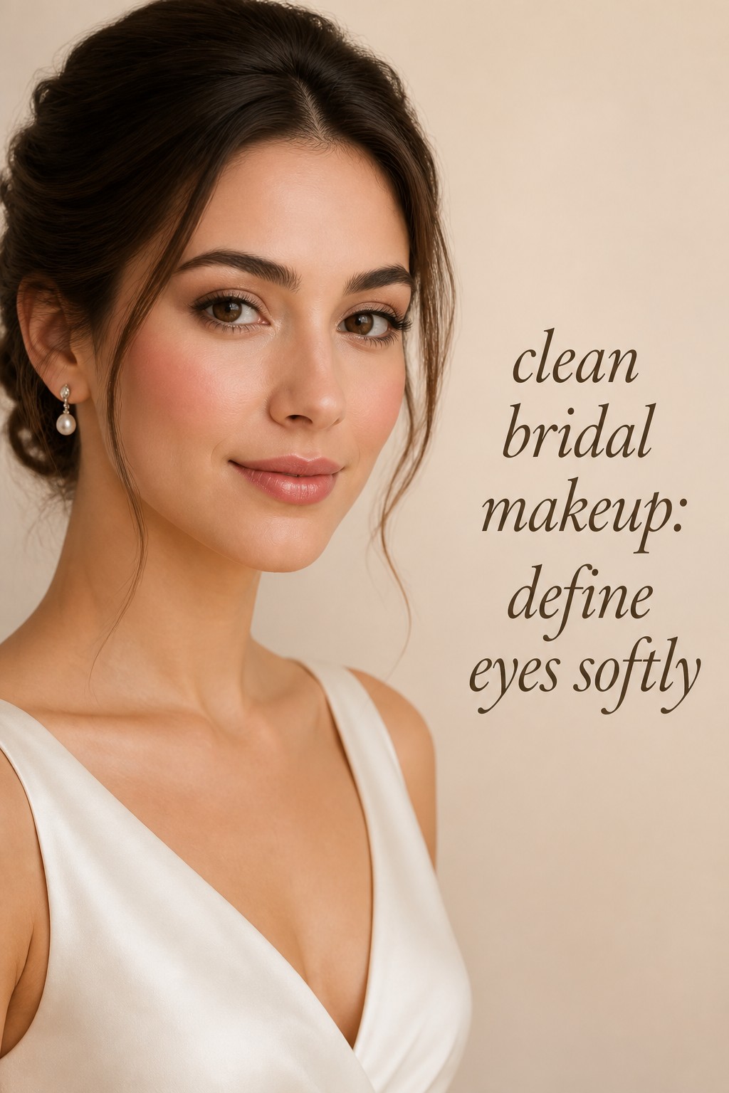 clean bridal makeup softly defined eyes with natural lashes and brushed brows