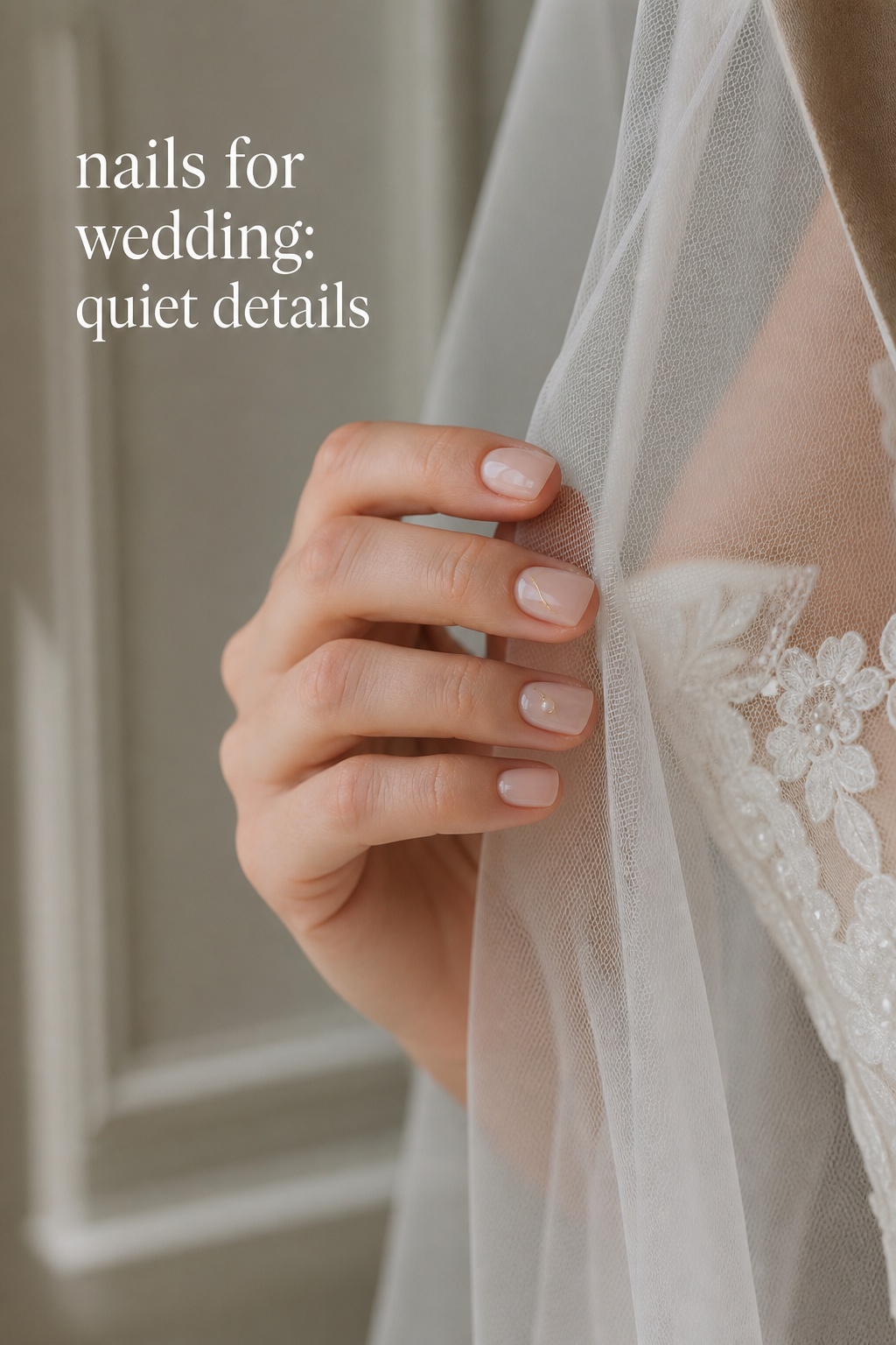 nails for wedding quiet pearl and champagne gold nail details