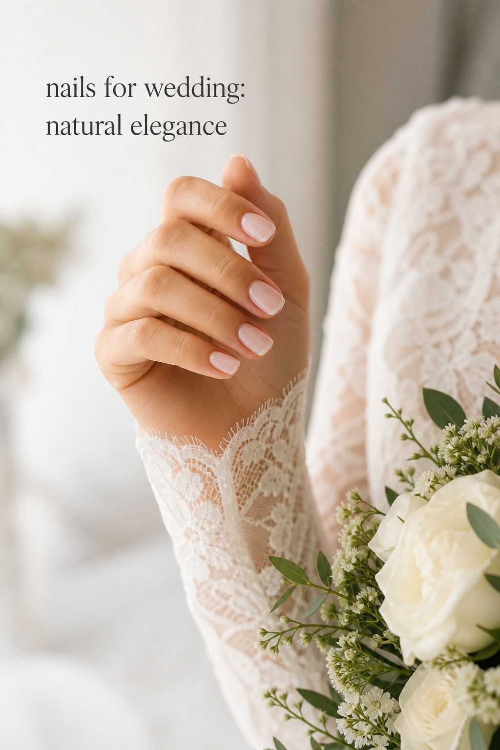 nails for wedding pearl chrome manicure with a wedding ring