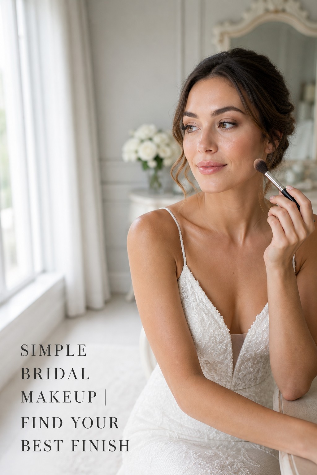 simple bridal makeup with a luminous satin complexion