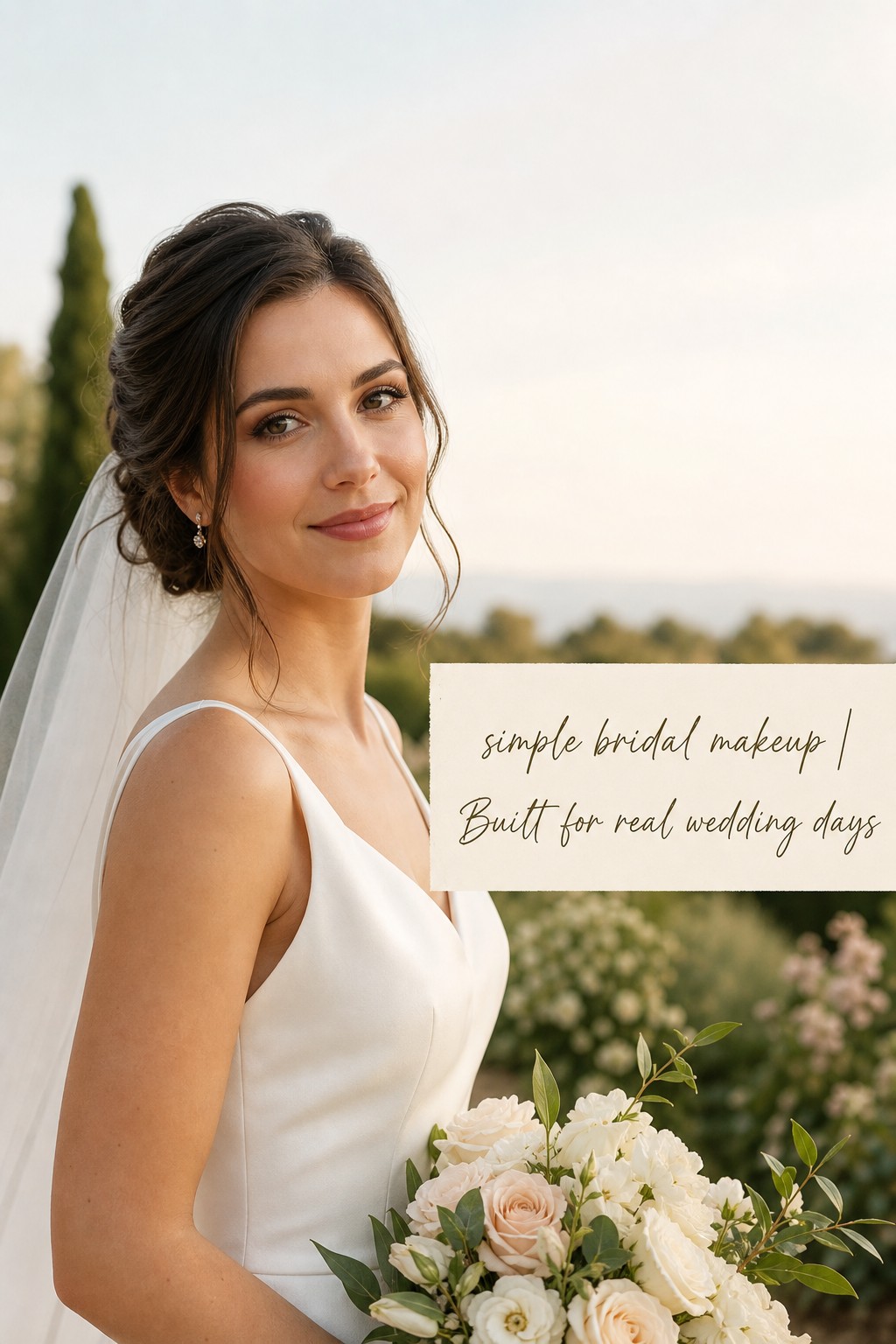 simple bridal makeup for a garden wedding day