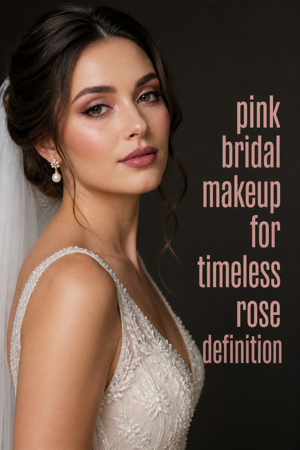 pink bridal makeup with dusty rose eyes and timeless rose definition