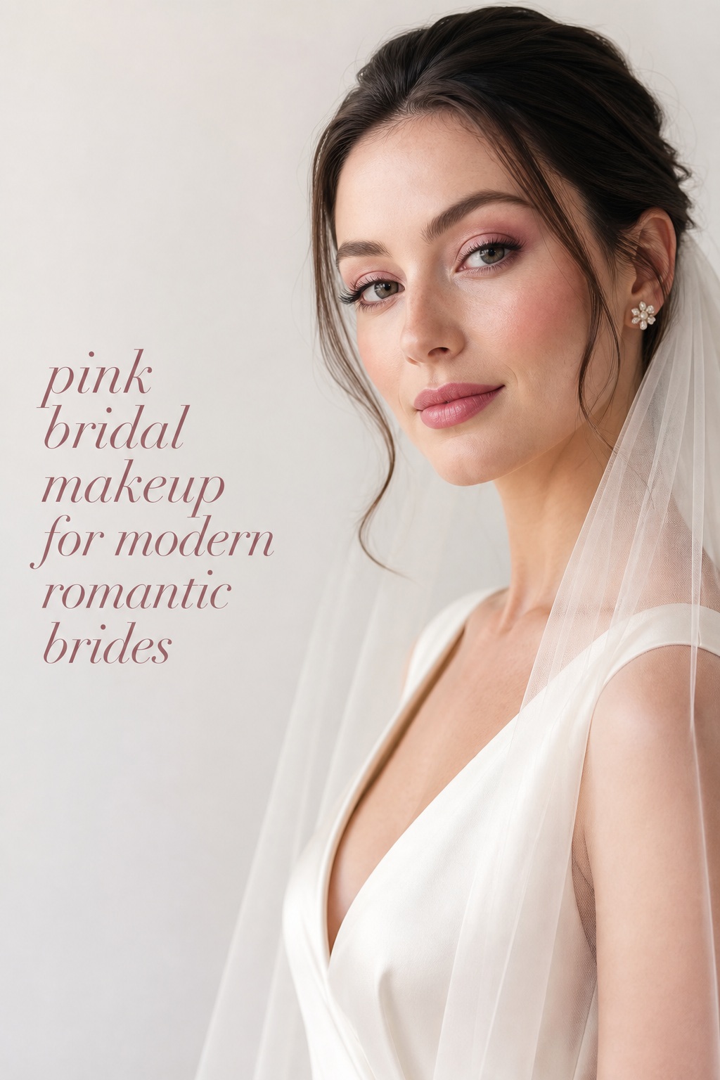 pink bridal makeup for a modern bride with mauve eyes and a berry lip