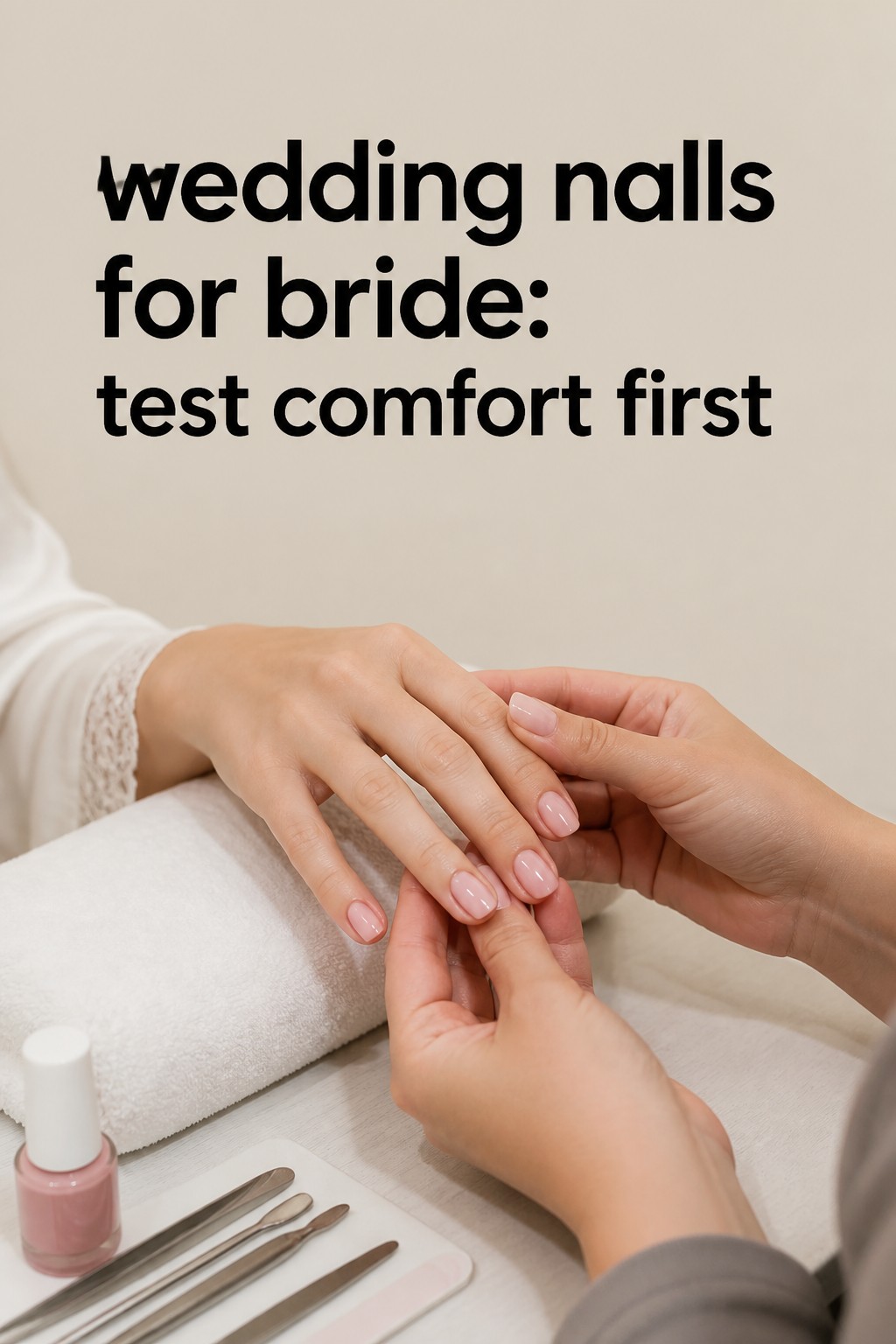 Wedding nails for bride with a timeless short oval French manicure
