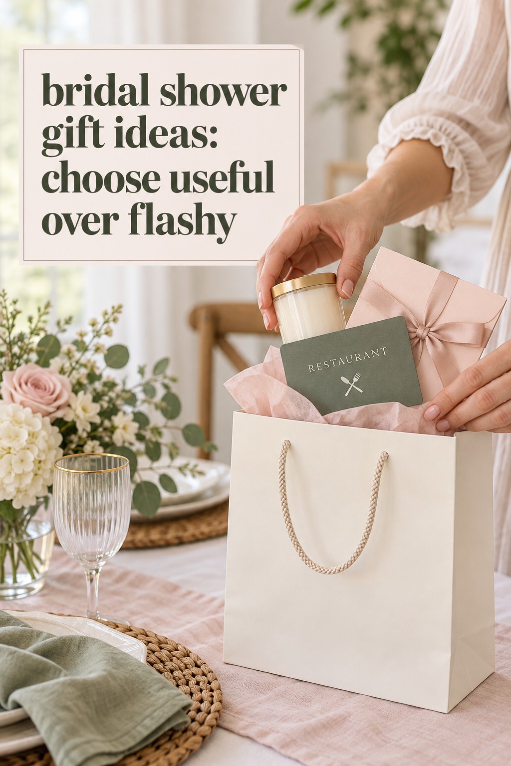 Bridal shower gift ideas with a useful restaurant gift card