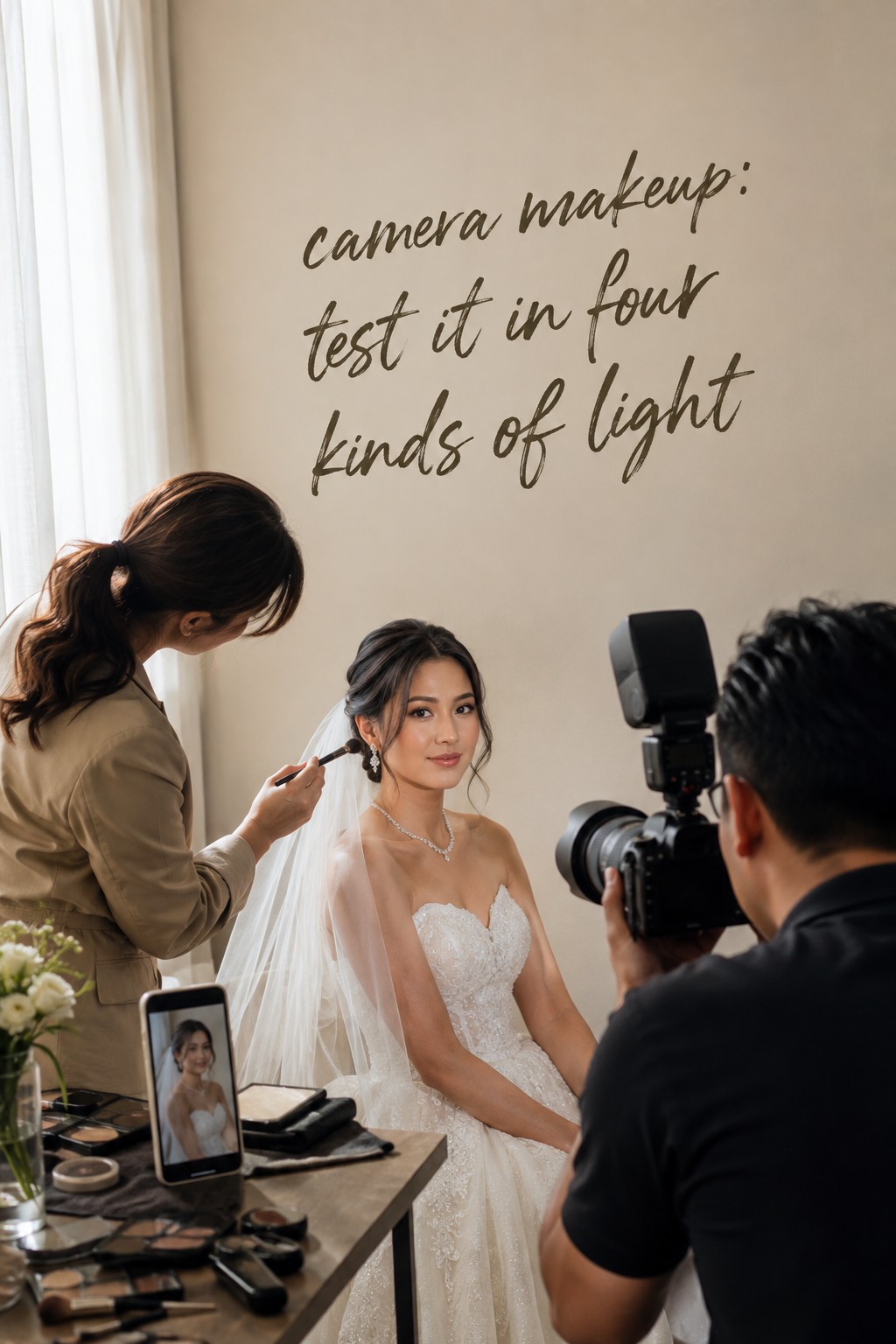 camera makeup bridal trial tested in window light and flash