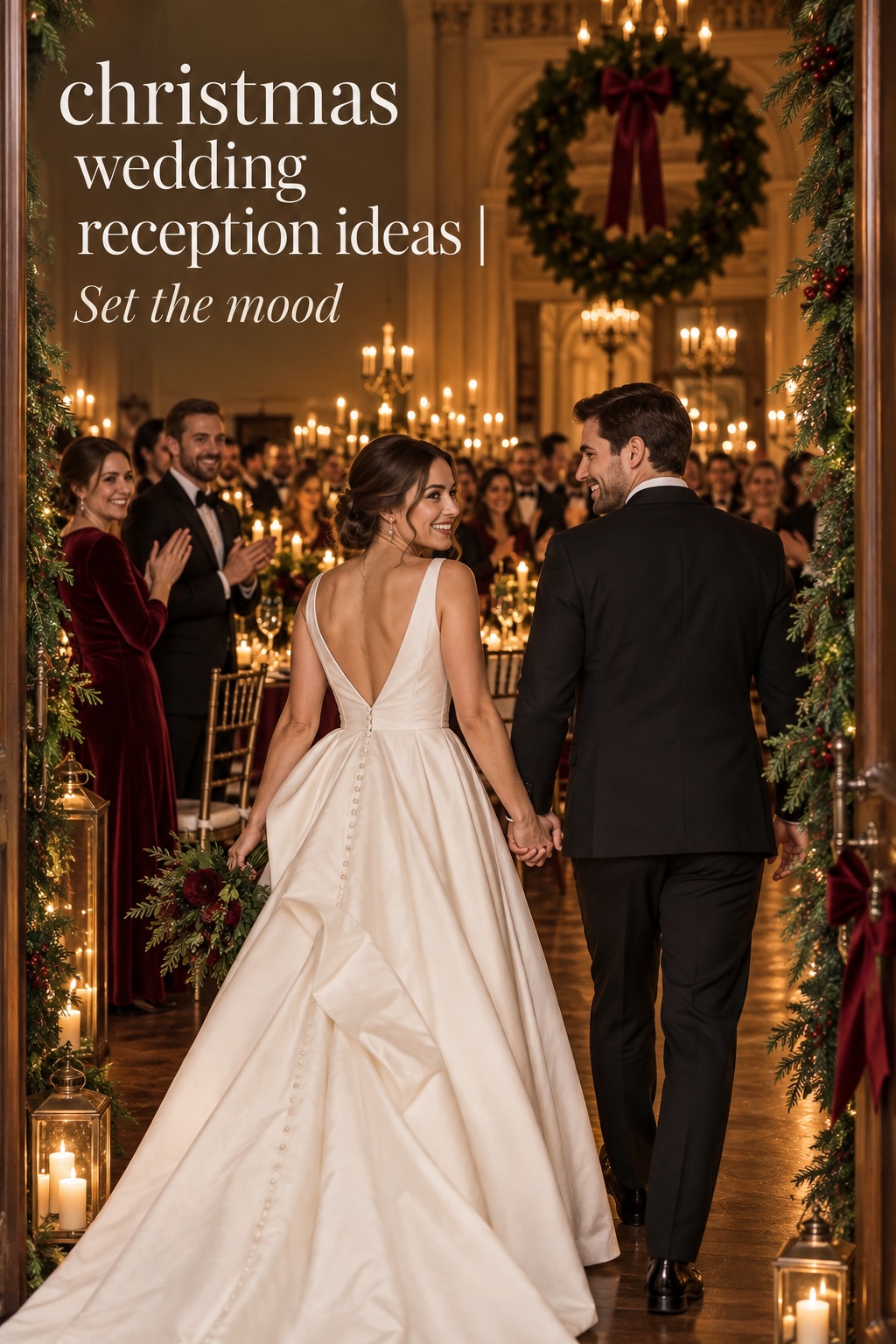 christmas wedding reception ideas with a candlelit ballroom entrance