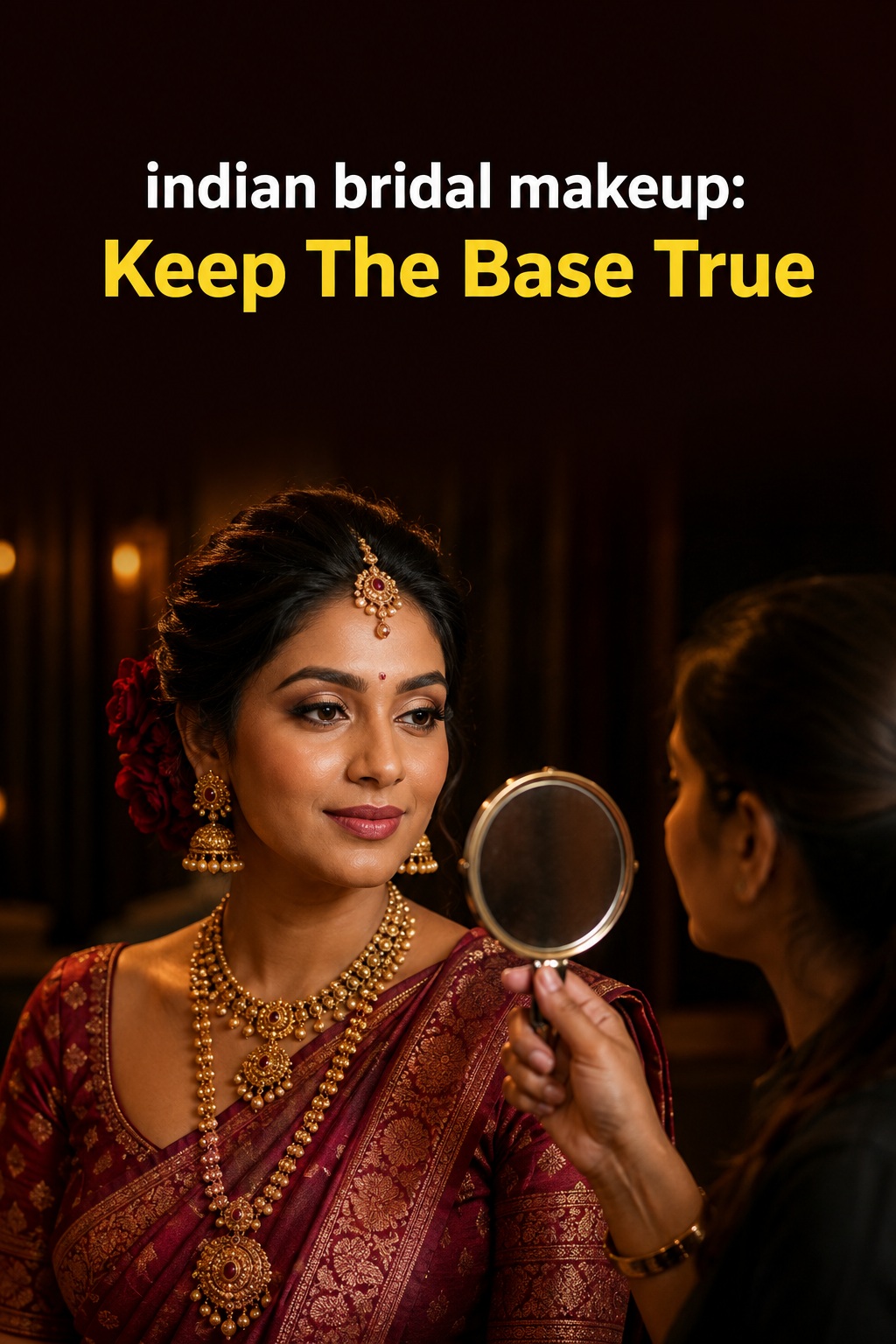 Indian bridal makeup with a true medium-deep complexion in warm reception light