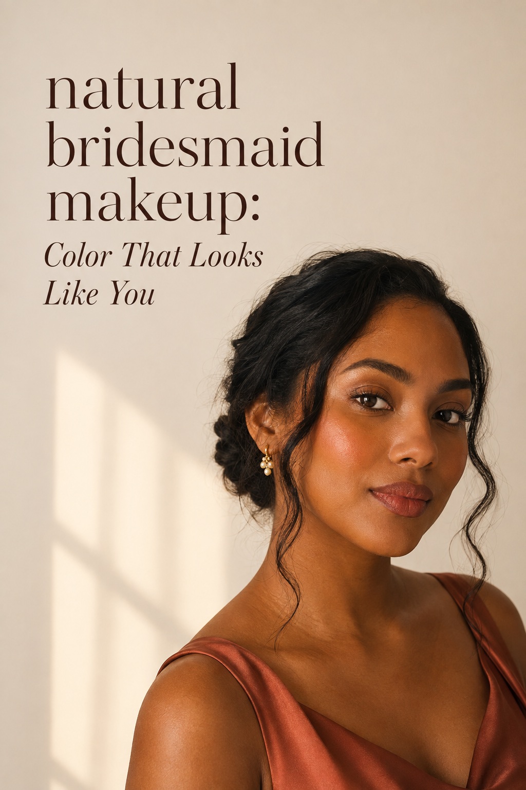 Natural bridesmaid makeup with color matched to warm skin
