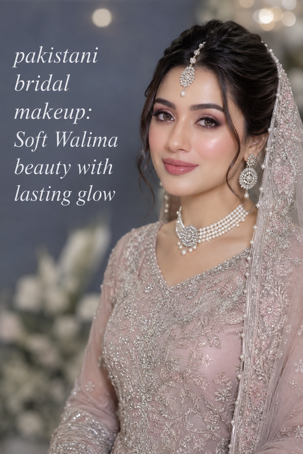 pakistani bridal makeup with soft Walima mauve and satin glow