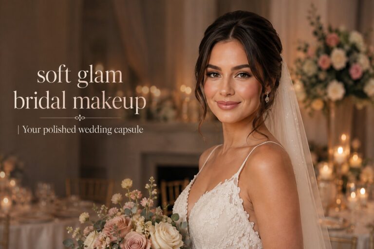 soft glam bridal makeup bride with luminous skin and rosy cheeks