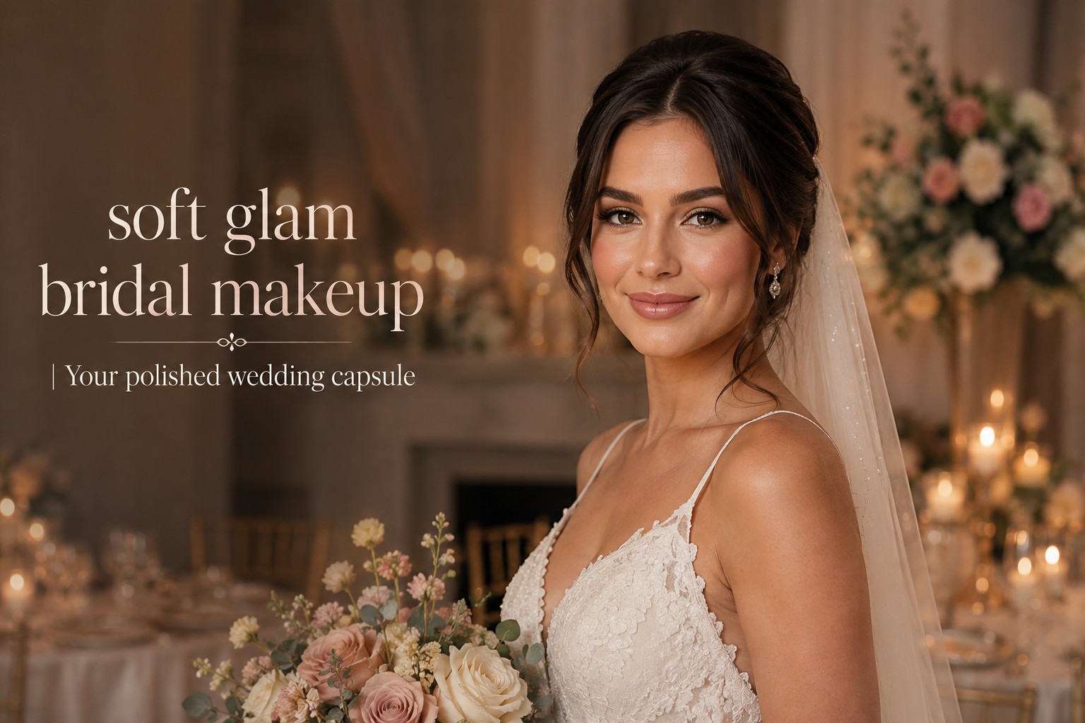 soft glam bridal makeup bride with luminous skin and rosy cheeks