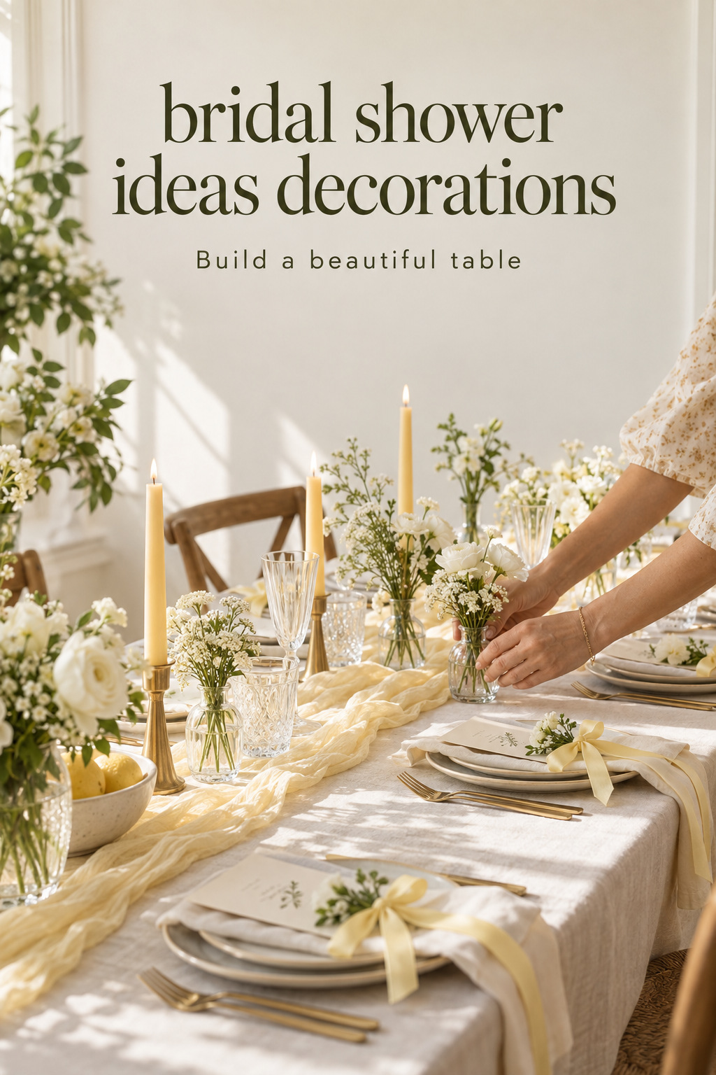 Bridal shower ideas decorations with a warm, coordinated table setting