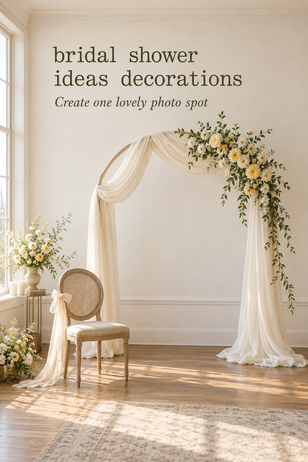 Bridal shower ideas decorations with a simple freestanding photo spot