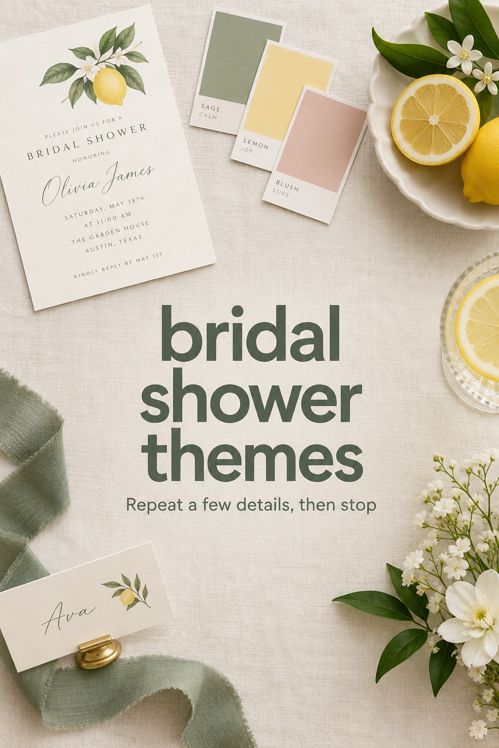 bridal shower themes with blue and cream table details for an intimate gathering