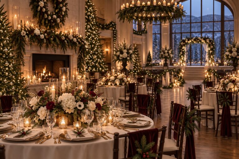 christmas wedding decorations cohesive candlelit reception overview