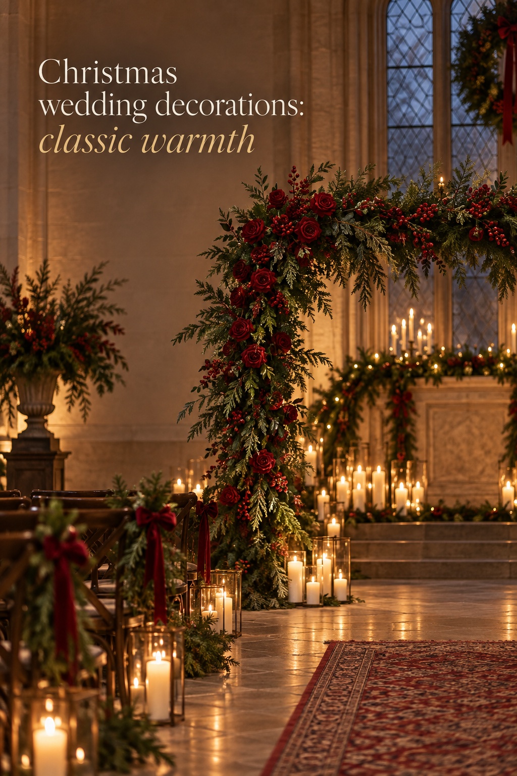 christmas wedding decorations classic red green ceremony arch