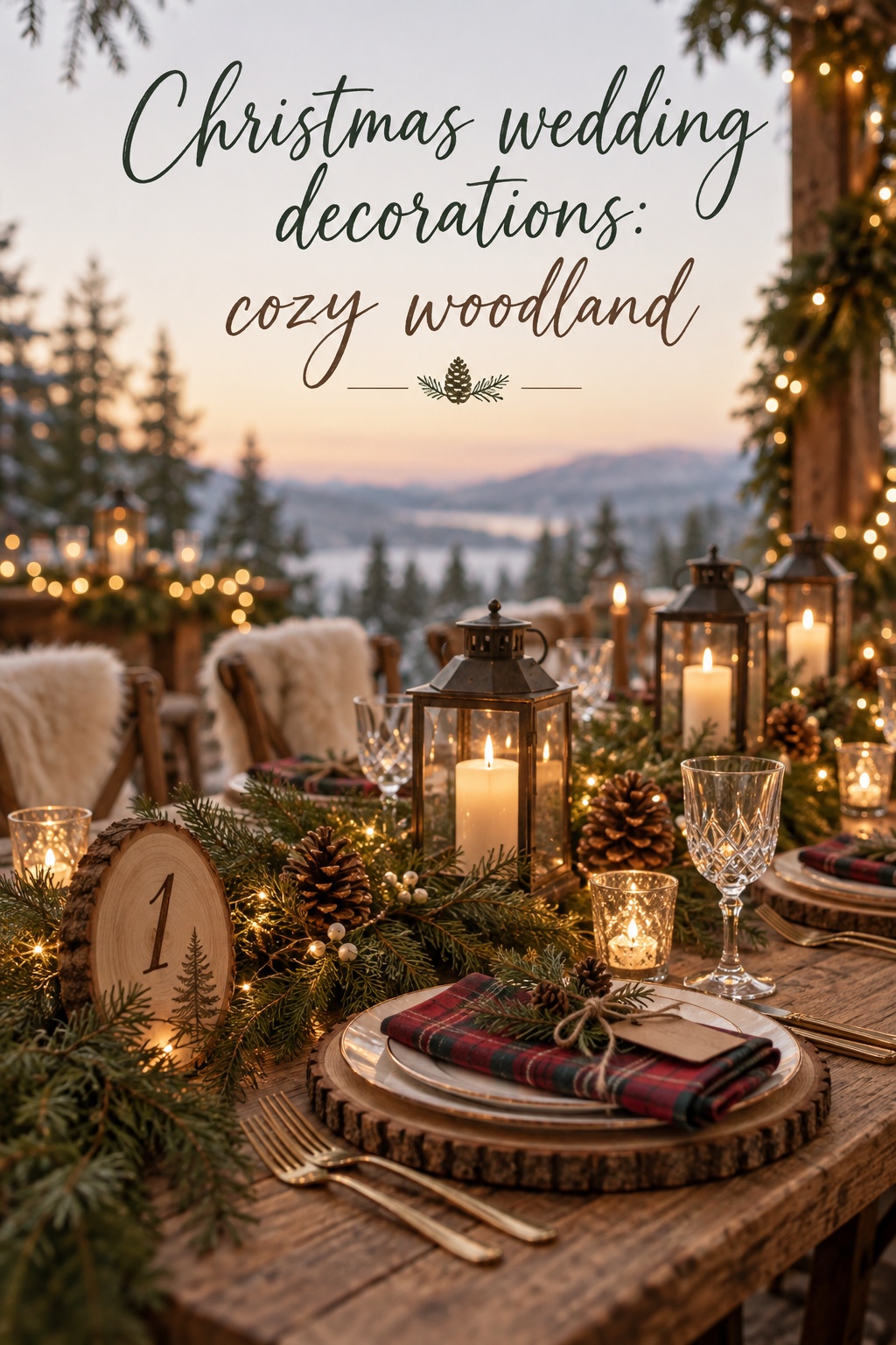 christmas wedding decorations rustic woodland pine cones table