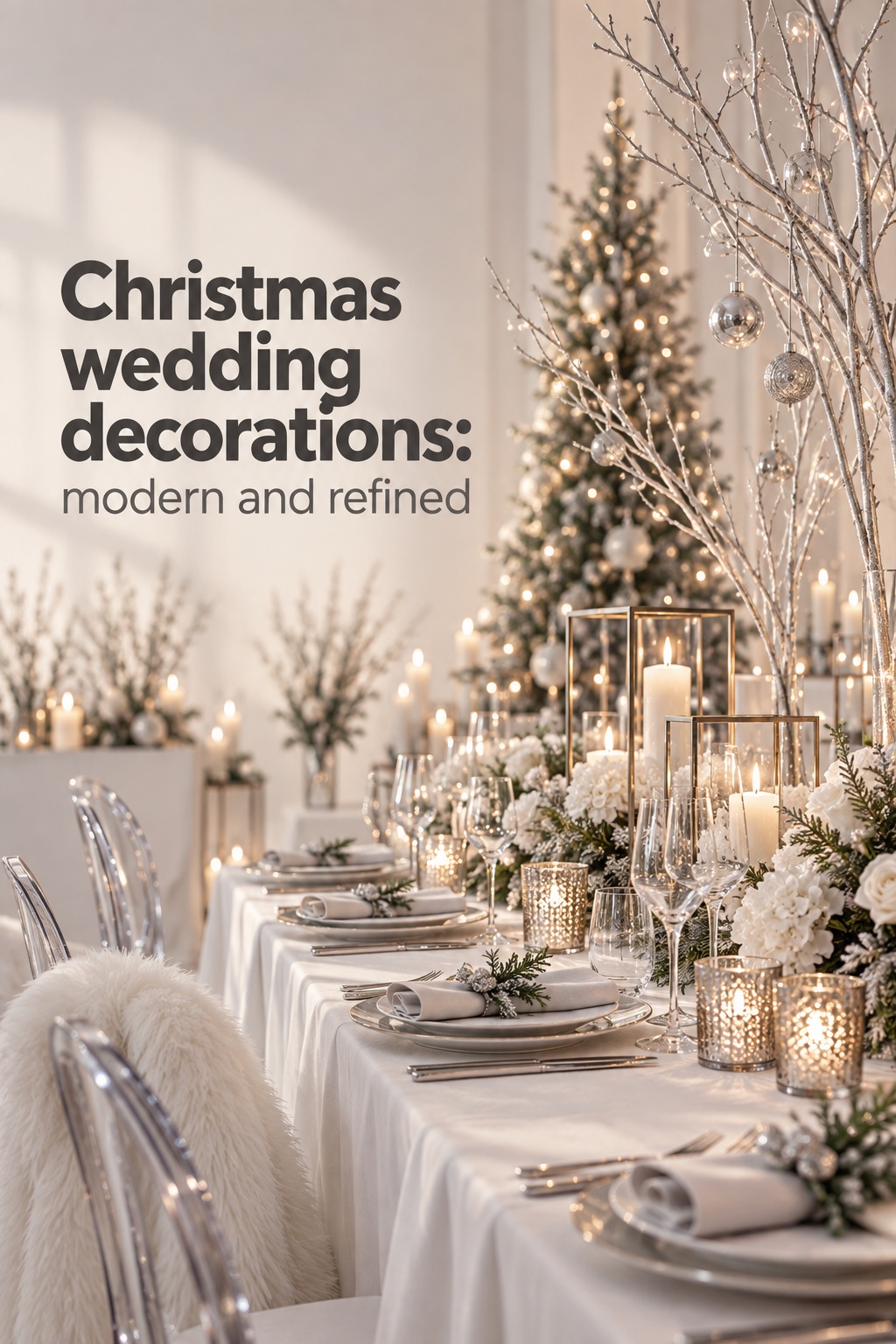 christmas wedding decorations modern monochrome silver reception
