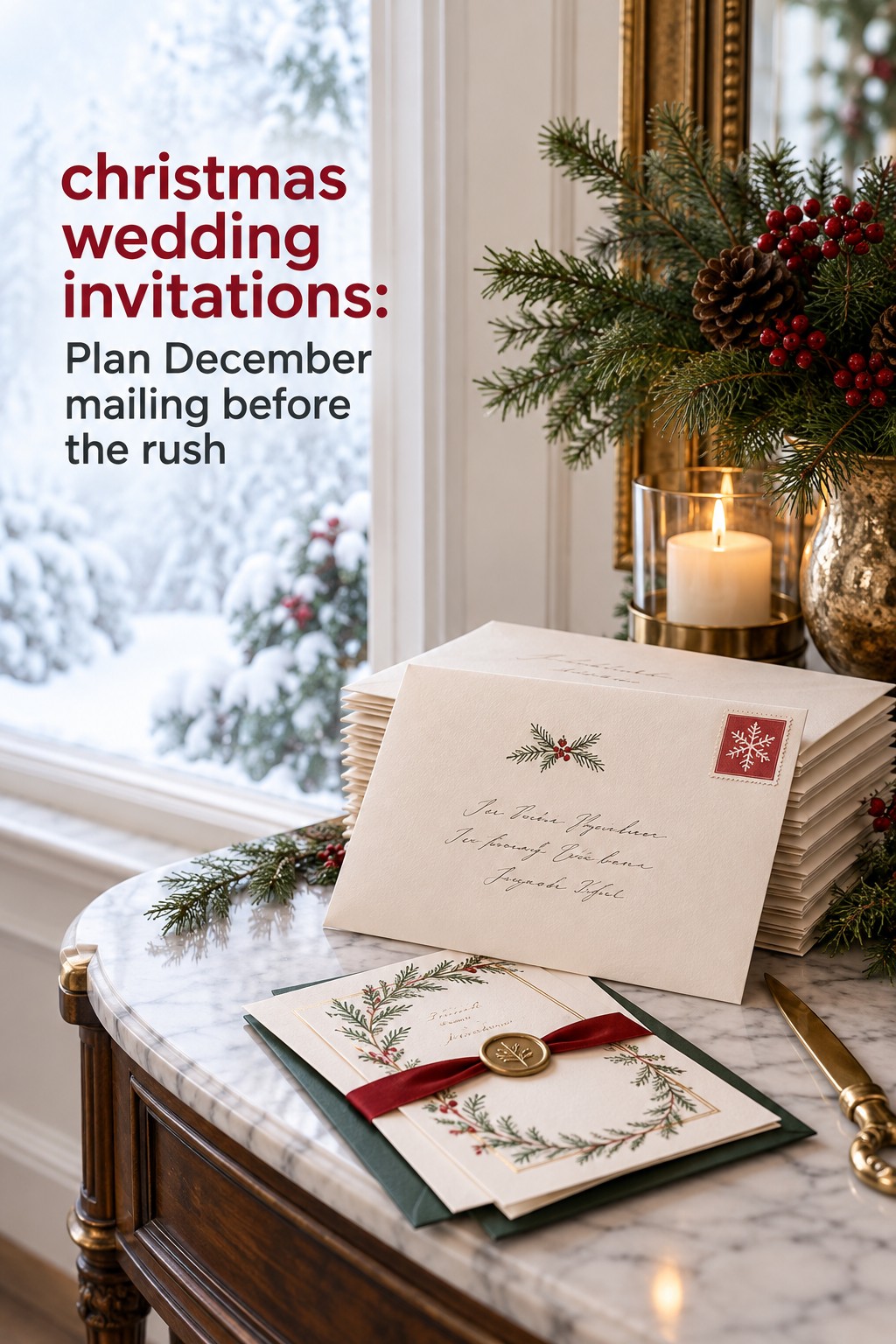 christmas wedding invitations ready for December mailing