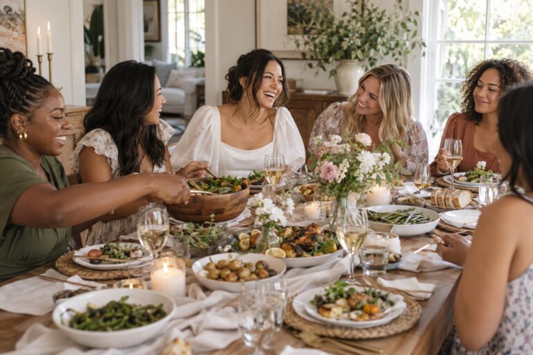 shower ideas around a welcoming shared meal in a bright intimate room