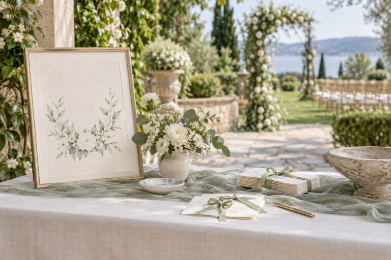 wedding diy ideas welcome table with handmade card and guest notes