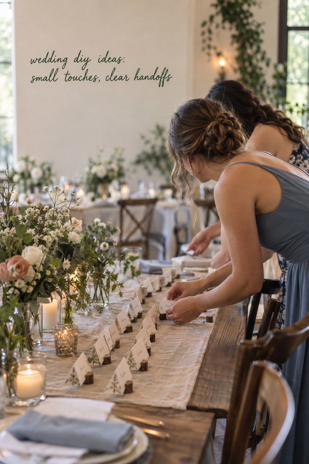 wedding diy ideas candid setup of place cards at a reception table