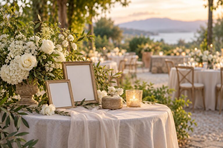 Wedding memorial ideas display on a reception table