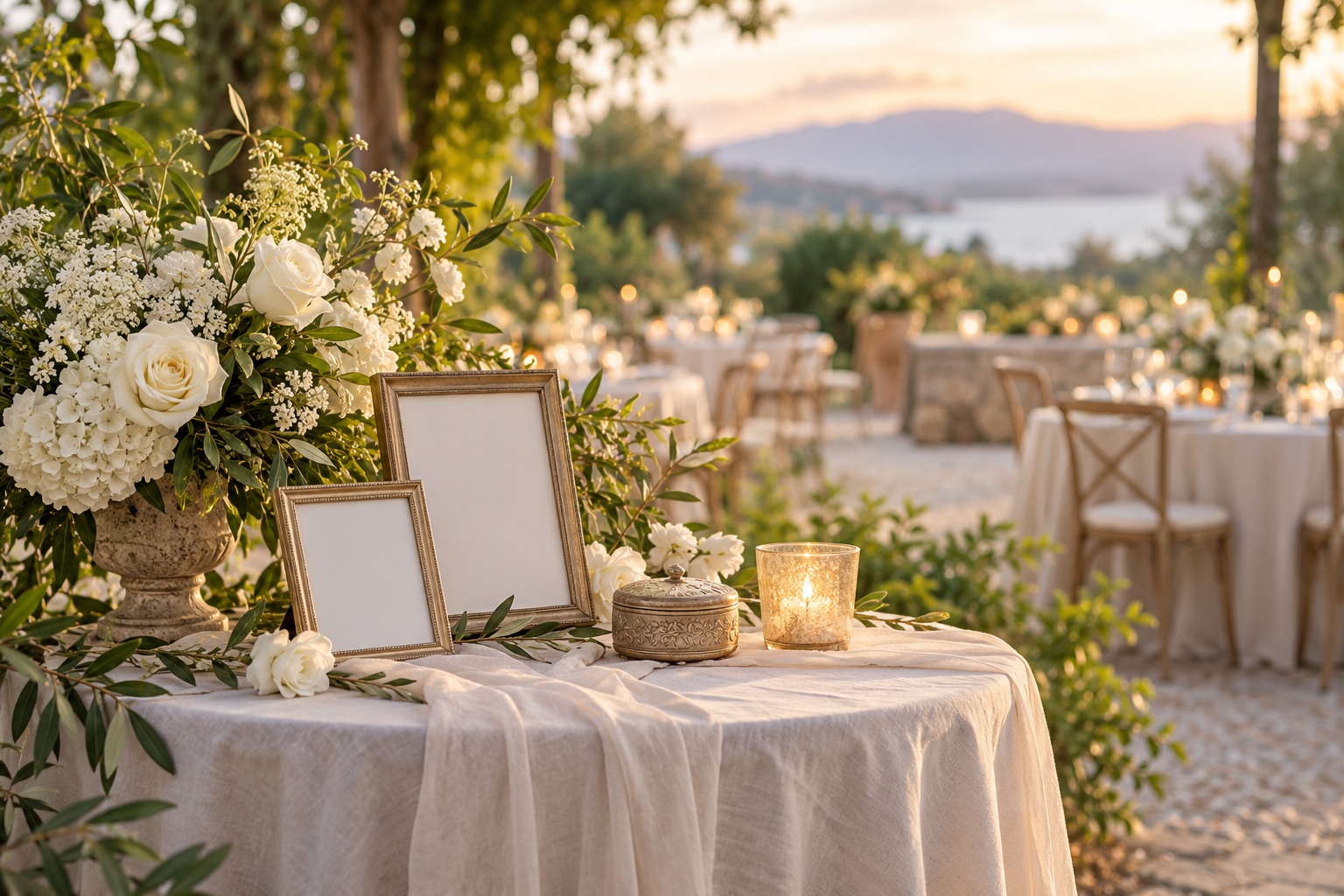 Wedding memorial ideas display on a reception table
