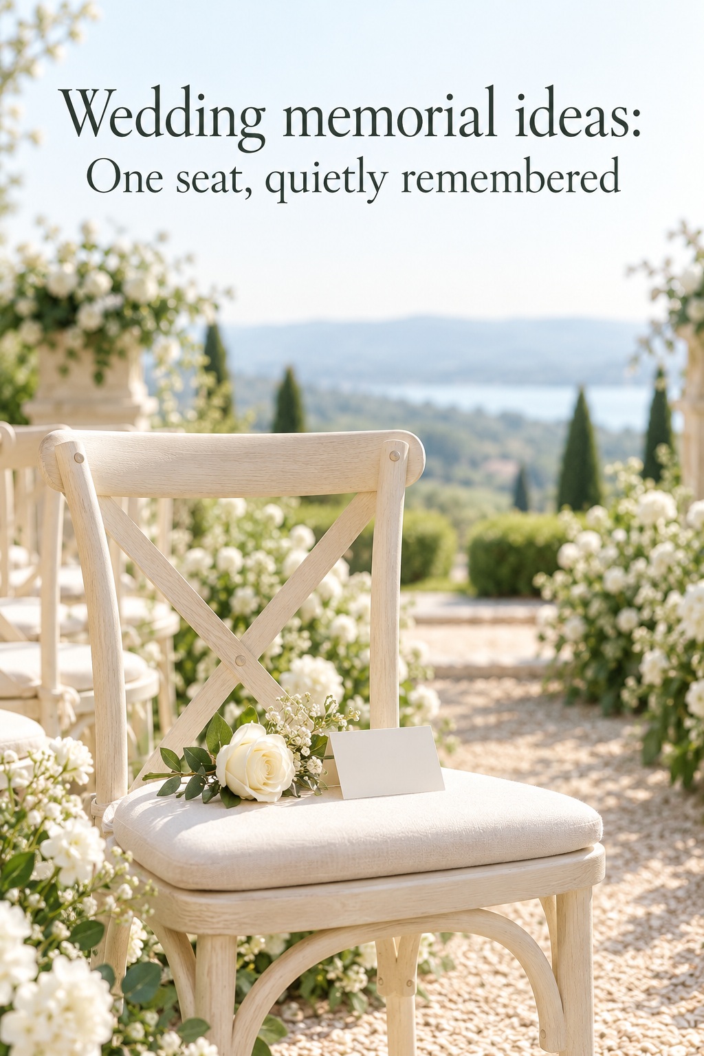 Wedding memorial ideas with a reserved ceremony seat and single flower