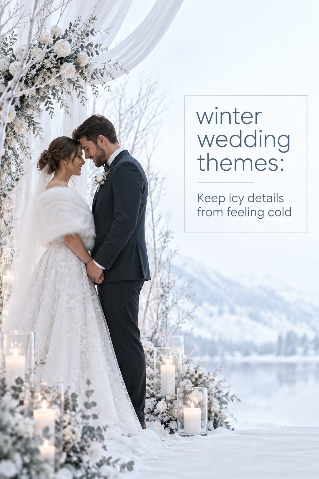 winter wedding themes icy ceremony with white branches and blue details