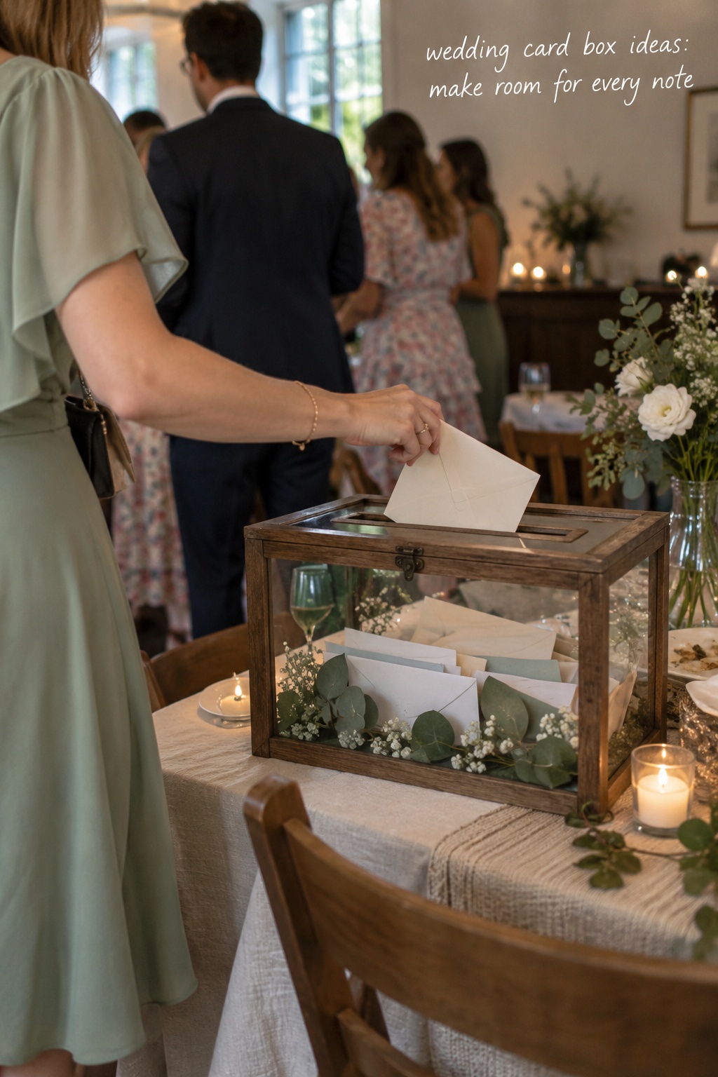 Wedding card box ideas in a candid smartphone-style reception card drop